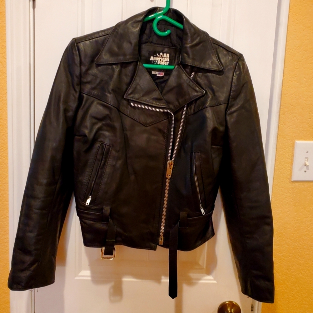 All American Rider Biker leather jacket  Size 7/8